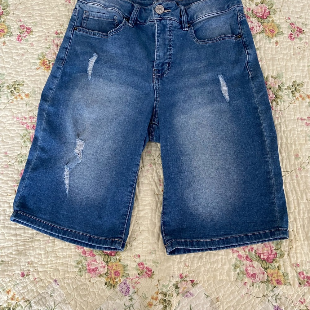 Royalty For Me Blue Slim Stretch Bermuda Shorts